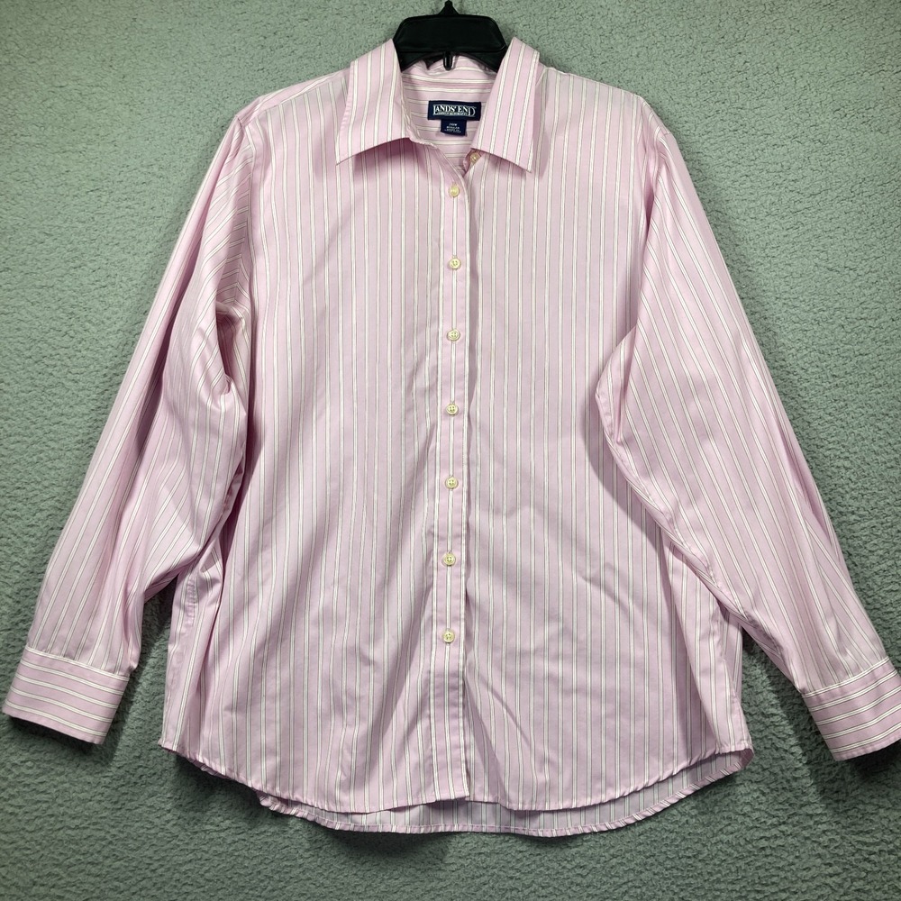 Lands' End Top Women's 20W Light Purple/Pink Button Up Long Sleeve Career Office